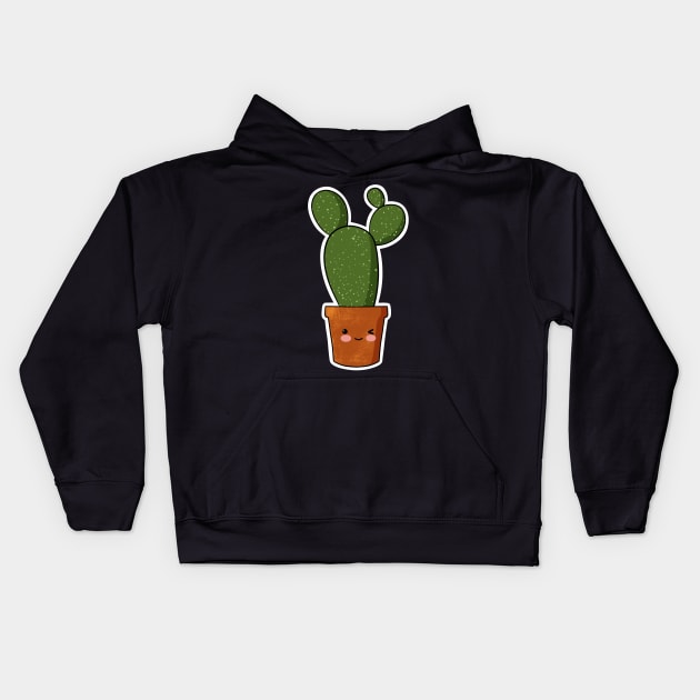 Kawaii cactus sticker Kids Hoodie by LoneJensen